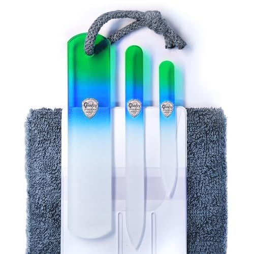 GLADZY Genuine Czech Glass Nail File Set - Callus Remover Foot Rasp, Double Sided Different Grit Surface, Professional Manicure and Pedicure Tools for Natural Nails, Nail Shaper, Ethically Made in EU