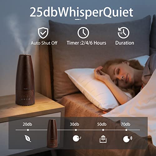 Dark Wood Cool & Warm Mist Ultrasonic Humidifier with Remote Control 2.3L Whisper Quiet