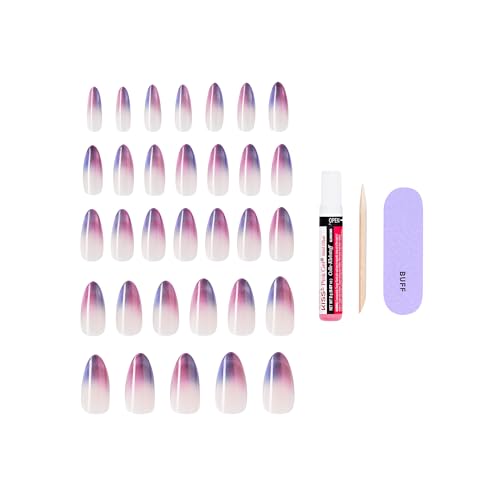 KISS CORE Magnetic Press On Nails Almond, Twinkling Stars, Purple, Long, 32 Count