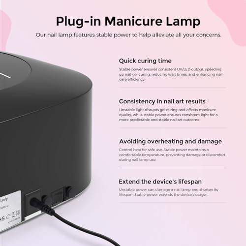 Lavinda UV LED Nail Lamp, 54W UV Nail Light for Gel Polish Acrylic , Professional Gel Lamp with Auto Sensor Fast Curing Nails Dryer 4 Timer Settings Art Tools for Salon Home Use