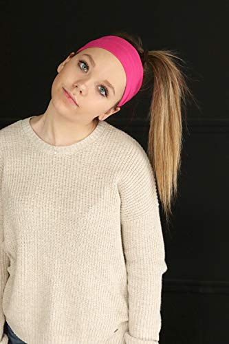 Pink Tie Dye Cotton Elastic Headbands Pack of 12 - Soft, Stretchy Sports & Fashion Hair Accessories