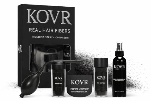 Black 9.5 Ounce Hair Fibers Kit for Thicker Hair with Spray & Applicator