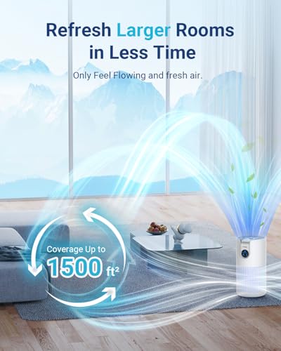 White Large Room Air Purifier with Aromatherapy and HEPA Filter - Covers 1500ft²