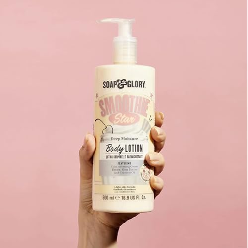 Soap & Glory Smoothie Star Moisturizing Body Lotion - Non-Greasy Vegan Body Moisturizer with Skin-Softening Cocoa Butter & Coconut Oil - Almond & Vanilla Scented Lotion (500ml) (Pack of 2)