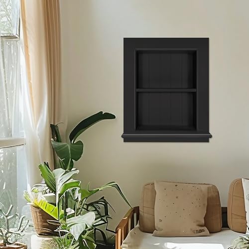 Recessed Medicine Cabinet Wall Mount 14x18 Inch 2-Tier Black