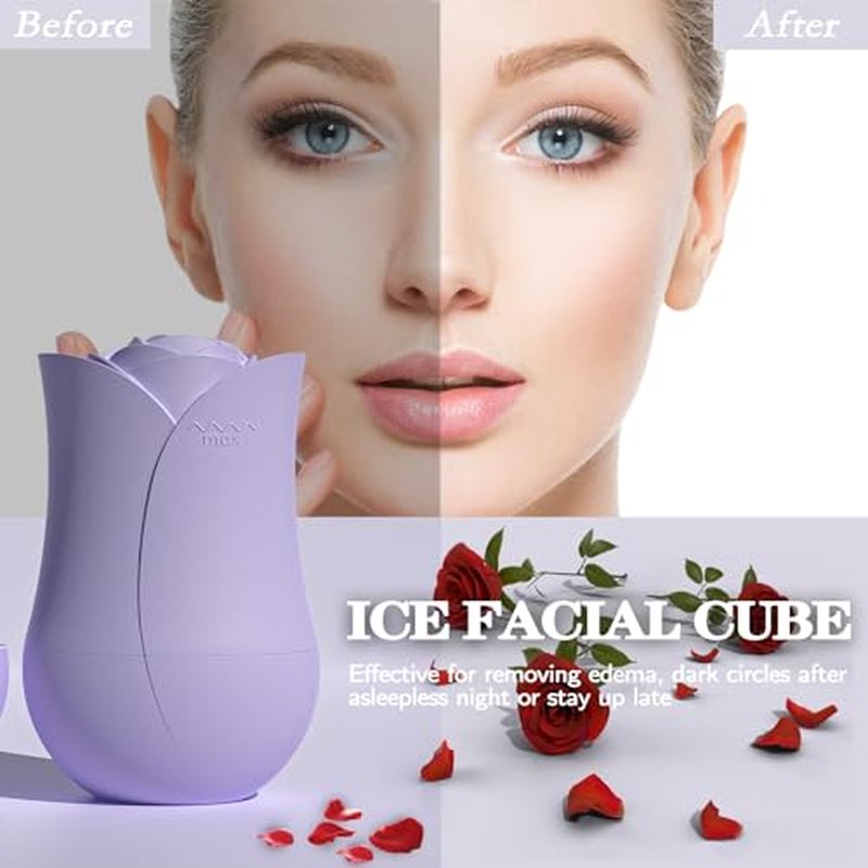 Ice Roller For Face£¬Cryo Cube Ice Roller For Facial And Eye,Skincare Tools,For Relieving Facial Edema, Shrinking Pores, And Lifting And Firming The Skin (Purple)