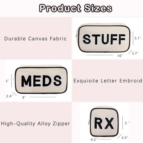 3Pcs Canvas RX Medicine & Storage Bags Set - Small, Med & Stuff Bag - Variation of THIS listing