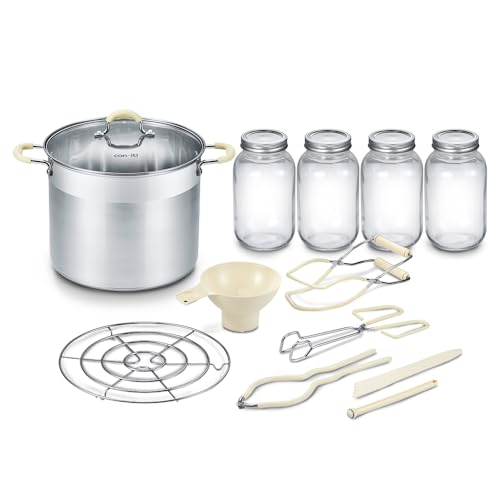 Concord Stainless Steel Canning Pot Set with Jars, Rack, Tongs & Accessories