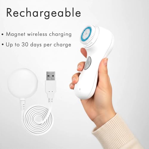 Microtree Electric Facial Cleansing Brush, Ultrasonic Vibrating Face Brush, 2 Speeds for Gentle Clean, Rechargeable Face Scrubber Exfoliator Waterproof Sonic Face Brushes for Cleansing