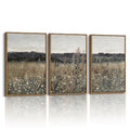 Vintage Landscape Wall Art Set - 3 Pieces 16x24 Inches with Variation Champ Fleuri