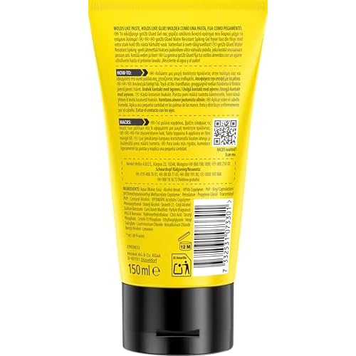 got2b Glued Water Resistant Spiking Gel 150 ml, Glued Spiking Gel for up to 72h Ultra Strong Hold, Water & Sweatproof, For Extreme Hairstyles, Vegan* Formula