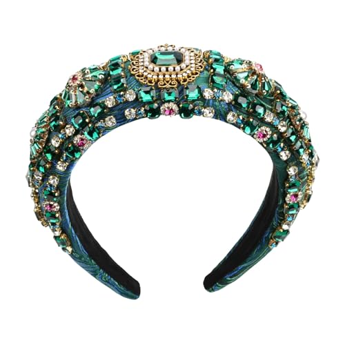 Wide Crystal Headband for Women Pearl Rhinestone Hair Accessory Party Wear