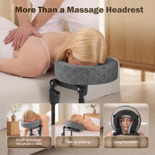 Dark Gray Massage Headrest for Bed with Face Cradle & Pillow - Portable Relaxation