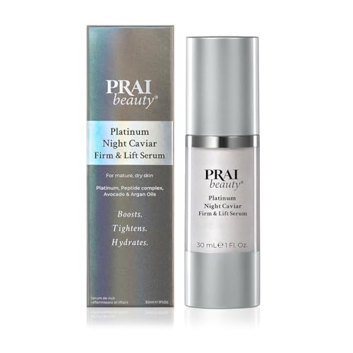 PRAI Beauty Platinum Firm and Lift Night Serum, Anti-Aging Face Serum for Instant Face Lift, Nourishing and Hydrating Serum, Vegan, Cruelty-Free, 1 Fl Oz