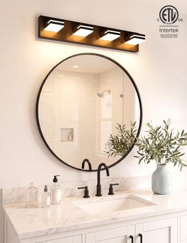 Black LED Vanity Light 4-Light 30 Inch Dimmable & Rotatable 5CCT
