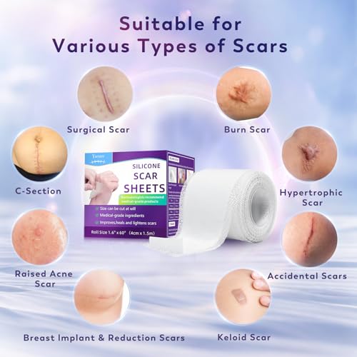 Silicone Scar Sheets, Silicone Scar Tape(1.6"x 120" Roll-3M), Medical Grade Scar Sheets, Scar Tape for Surgical Scars, Burn, C-Section, Keloid Scars, Acne Treatment, Stretch Marks Removal