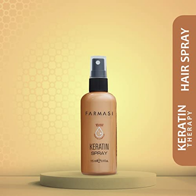 FARMASi Keratin Therapy Repairing Hair Spray, Leave In Detangling & Shine Support for Dry Damaged Hair, Lightweight Styling Care, 3.9 fl oz