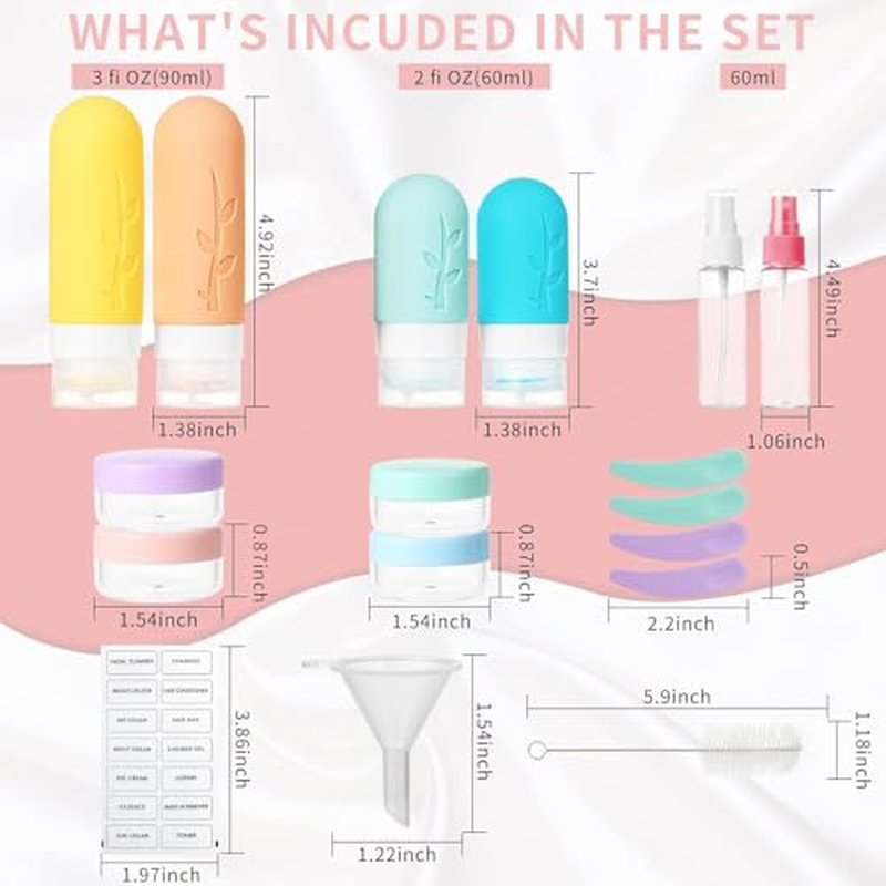 36-Pack TSA Approved Travel Bottles for Toiletries, Silicone Containers, Leak Proof Refillable Liquids Shampoo and Conditioner Essentials