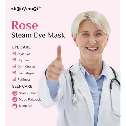 6 Packs Rose Heated Eye Mak - Heating Eye Mask Warm Compress for Dry Eyes Puffinesss Dark Circles Sleep Stye Irritation Stress Relief Self Care Wellness Spa Relaxation Gift