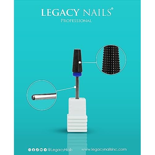 Legacy Nails Professional 5IN1 CARBIDE NAIL DRILL BIT Cleans Shapes Cuts Smoothens and Removes Acrylic or Gel Nails, Stainless-Steel