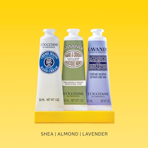 L¡¯Occitane Hand Cream Classics 3-Piece Gift Set, Moisturizing Skincare Trio, Nourishing Creams for Dry Hands, Nails, and Cuticles, Travel-Sized, Vegan
