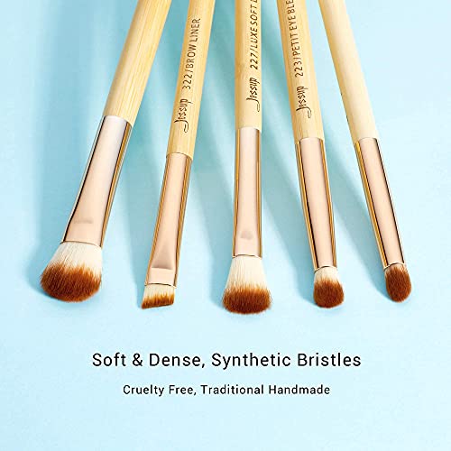 Jessup Eyeshadow Brushes Set Bamboo 15pcs T137 with 5pcs Makeup Artist Large Face Makeup Brushes Set T273