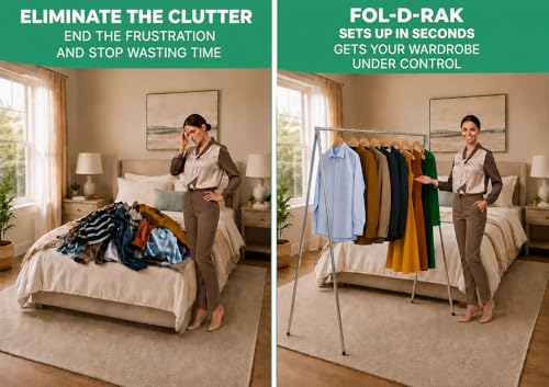 Portable Folding Clothing Rack with Carry Bag - Lightweight Aluminum Garment Stand, 60 lb Capacity, Travel & Event Use