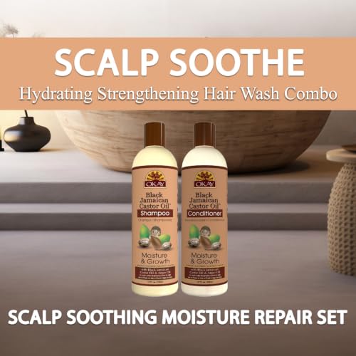 Black Jamaican Castor Oil Hair Growth Shampoo & Conditioner Set - Moisturizing & Strengthening, Sulfate-Free, Paraben-Free, 12 oz