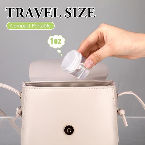Meanplan 100 Pcs 1 oz Plastic Container Jars with Lids Round Leak Proof Refillable Small Cosmetic Jars for Lotion, Cream, Makeup, Eye Shadow, Rhinestone, Samples, Pot, Travel Storage(Clear)
