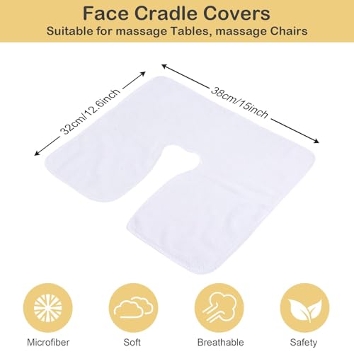 10 Pack Microfiber Reusable Face Cradle Covers - White, 15x12.6 Inches