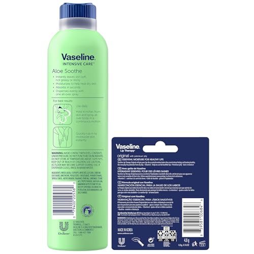 Vaseline Aloe Soothe Spray 2-Pack - Moisturizing Body & Lip Care, 6.5 Oz Ea (Variation of 6.5 Ounce Pack of 2)