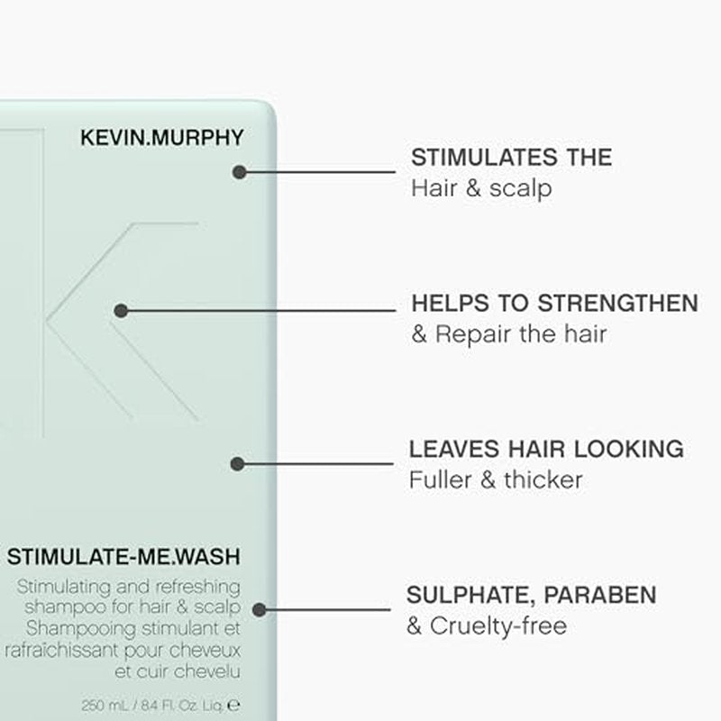 KEVIN.MURPHY STIMULATE-ME.WASH - Clarifying Shampoo for Hair & Scalp - For All Types - Stimulates Hair - Strengthening - Cruelty Free Shampoo - 250 mL / 8.4 fl oz