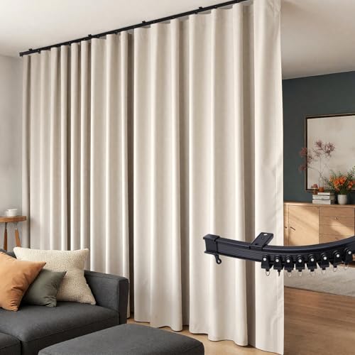 Beige Flexible Ceiling Track Set for Room Divider Curtains 120"W x 96"H