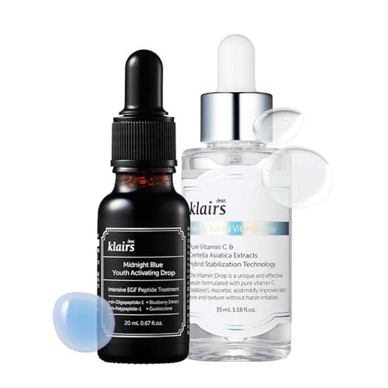 DearKlairs EGF Blue Drop + 5% Vitamin Drop Set, Watery Serum Korean Skincare Routine