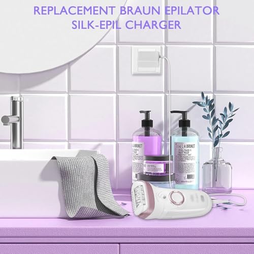 for Braun Epilator Charger, Lnauy 12V Power Cord Compatible with Braun Silk-?pil 5 7 9 Wet & Dry Epilator Hair 9-720 5328 Braun FaceSpa Pro 910 911 921 Part-No 81743351 Replacement 492-5214 Adapter