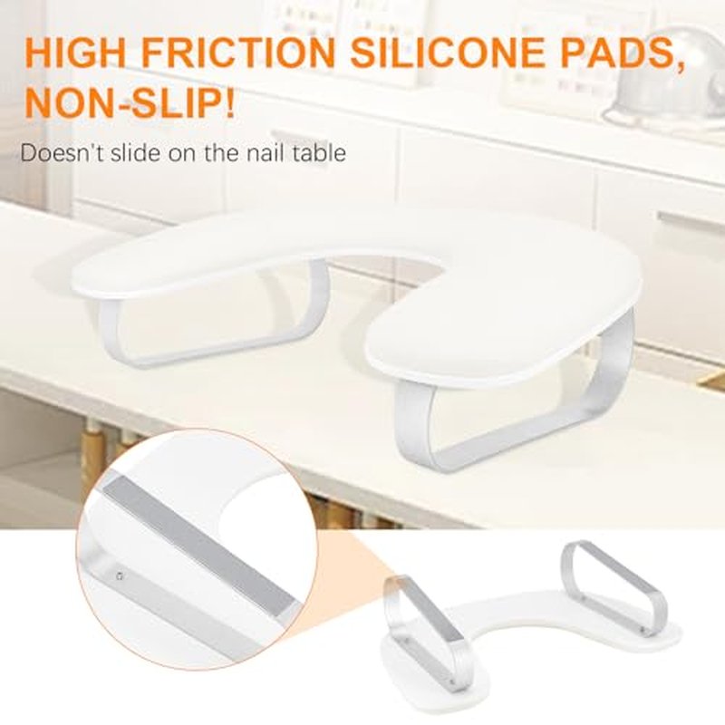 Arm Rest for Nails Tech 10¡Æ Inclined, U-Shaped Nail Hand Rest Manicure Arm Rest Stand with Silver Aluminum Alloy Holder Non-slip