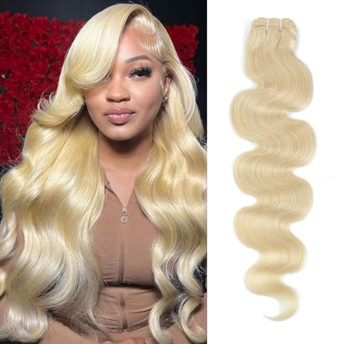Human Hair Bundles 12A Blonde Body Wave 16 Inch - Unprocessed Virgin Brazilian 613 Extensions