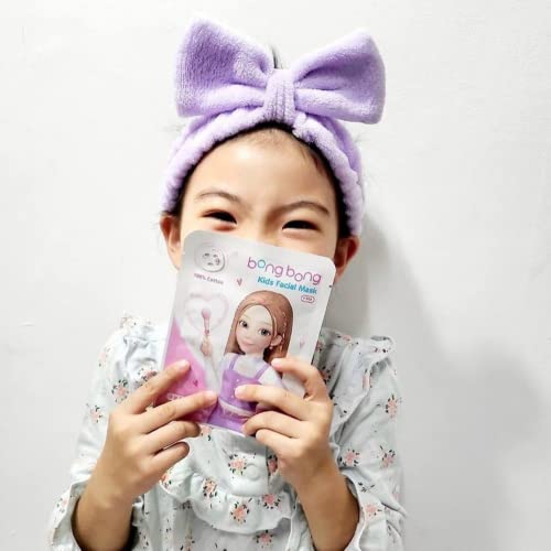 Kids Face Masks Spa 5-Pack with Headband - Princess Princess Mask for Girls, Cotton Sheet, Moisturizing, SPF 30, Sleepover Party Favors