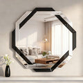 Vercraft Black 24x24 Inch Frameless Beveled Edge Wall Mirror for Bathroom & Bedroom