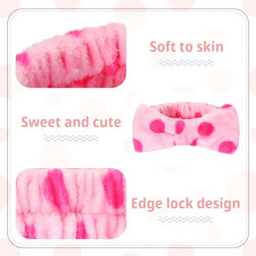 Riceshoot 24 Pcs Spa Headband Bow Hair Band for Washing Face Women Skincare Elastic Makeup Headband Coral Fleece Face Wash Facial Head Wraps Hair lace for Cosmetic Shower