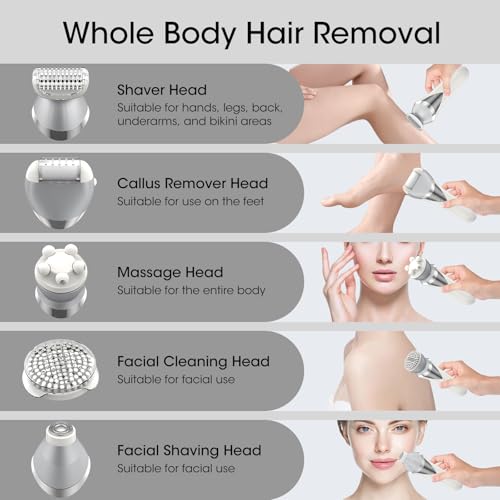 Qreeyx 7-in-1 Waterproof Electric Epilator & Shaver for Women - Painless Hair Removal, Facial & Body Trimmer, Wet & Dry Use