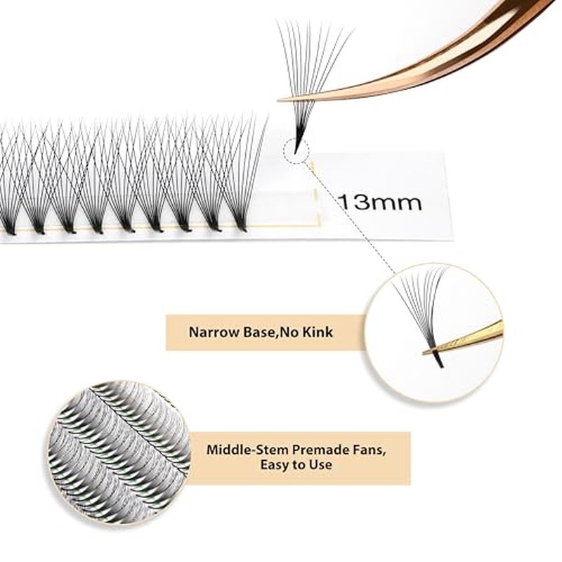 1000 Premade Lash Fans 10D Narrow Promade Fans 8-15mm Mixed Premade Fans Lash Extensions 0.05 D Curl Premade Eyelash Fans Pointed Narrow Base Handmade Volume Premade Lash Extensions(10D-0.05D-8-15MM)