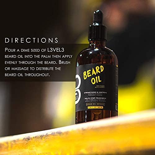 L3 Level 3 Beard Oil 3.38 Fl Oz Pack of 2 - Promotes Growth & Softens Facial Hair