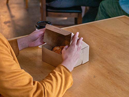 Kraft Bakery Box 14x10x4 Inches - Non-Window, Disposable Pastry & Cake Packaging, 100 Pack