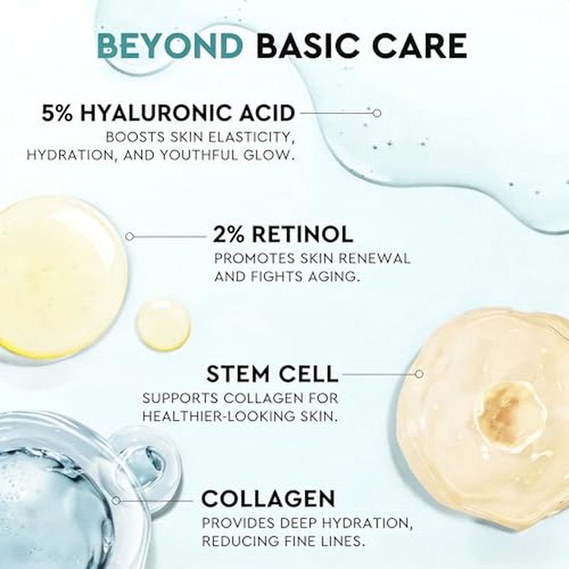Elvira Retinol Anti Aging Face Moisturizer- Collagen Cream With Stem Cell & Hyaluronic Acid, Instant Face Lift Cream for Skin Tightening and Firming, Wrinkle Smoother for Women & Men, 1.85 Fl Oz