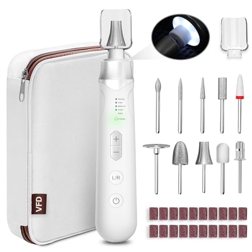 Electric Nail File Drill, Cordless 2000 mAh Rechargeable Nail Filer Electric, Portable Nail Dril Machine Drill for Nails Acrylic Manicure and Thick Toenails Buffer Grinder Care Professional (Silver)