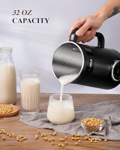 KIDISLE 32oz Automatic Nut Milk Maker Machine Black - Self-Cleaning & Delay Start