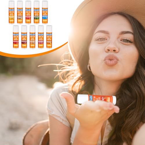 SPF 30 Sunscreen Lip Balm Set - 10 Flavors, Bulk Travel Size, Moisturizing