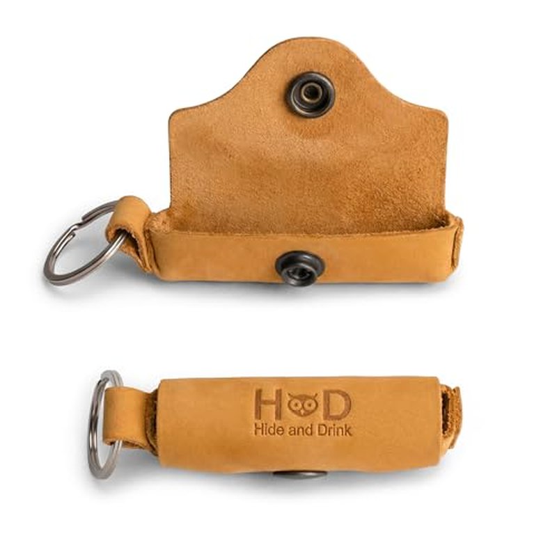 Hide & Drink, Lip Balm Keychain Holder, Lip Protection, Classic Vintage, Brass Metal Clasp, Full Grain Leather, Handmade