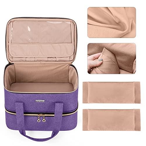 Purple Nail Polish Organizer with Lamp Holder - Holds 40 Bottles & Nail Lamp